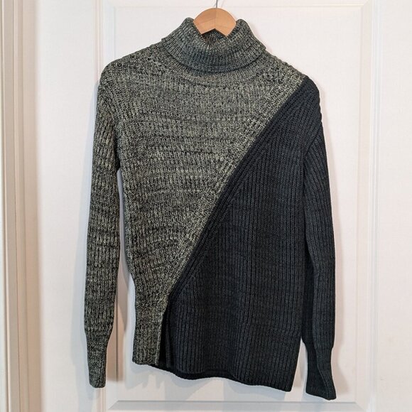 Derek Lam Collective Colorblock Turtleneck Sweater Size XS Knit Green/Black - Picture 5 of 16